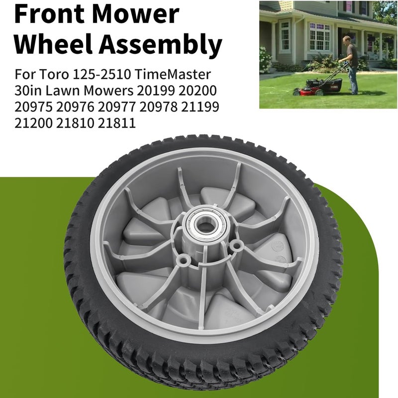 deawater مجموعة عجلات أمامية بديلة 8" لطراز Toro 125-2510، متوافقة مع جزازات TimeMaster 30 بوصة 20199، 20200، 20975-20978، 21199-21200، عبوة من 2 - Image 5